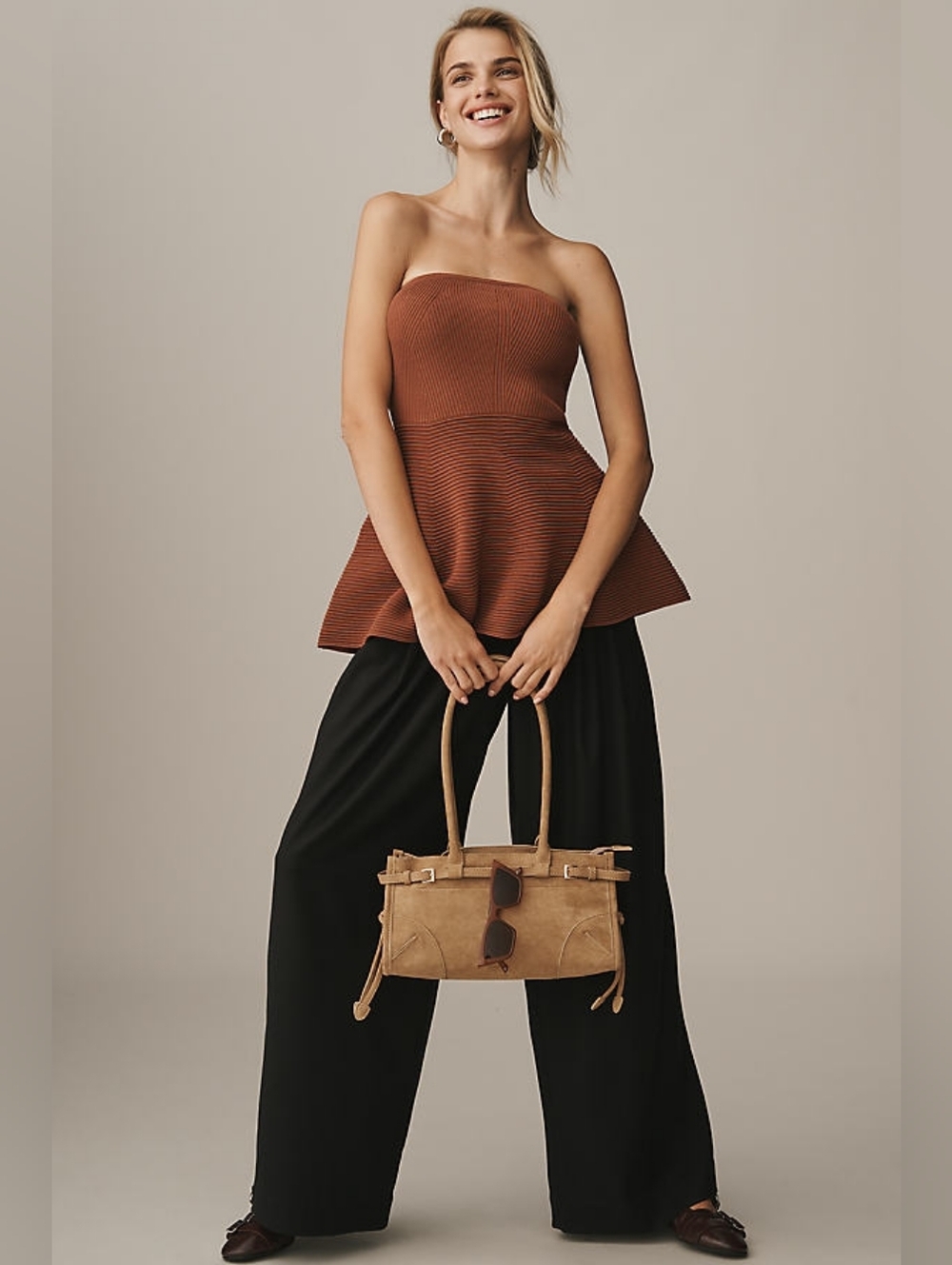 NWT! Maeve Strapless Peplum Knit Top